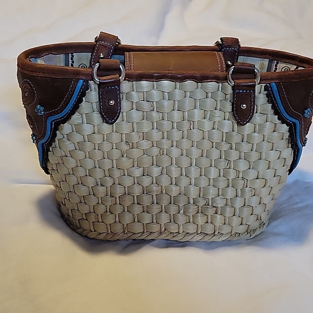 Brighton wicker and leather purse